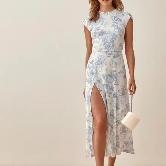 Reformation Gavin Midi Dress In Teacup - Picture 1 of 9